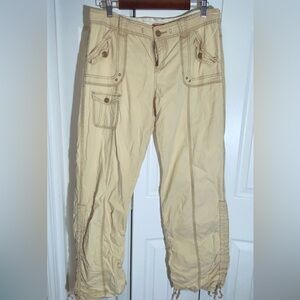 True Vintage Y2K Unionbay Pants Womens JRs Sz 11 Beige Cargo Baggy Long AA14